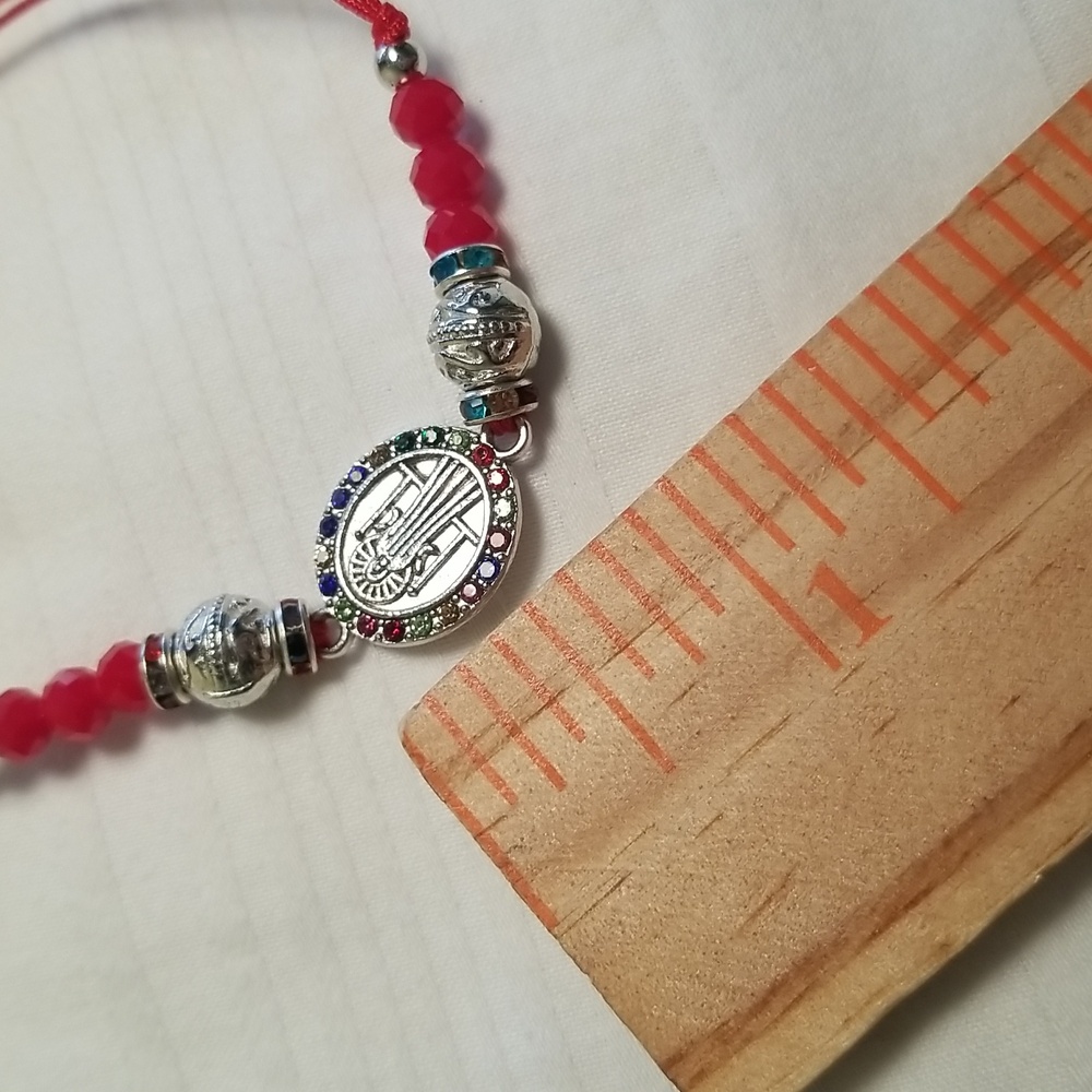 Silver Red Rhinestone Religious Bracelet - Picture 3 of 3